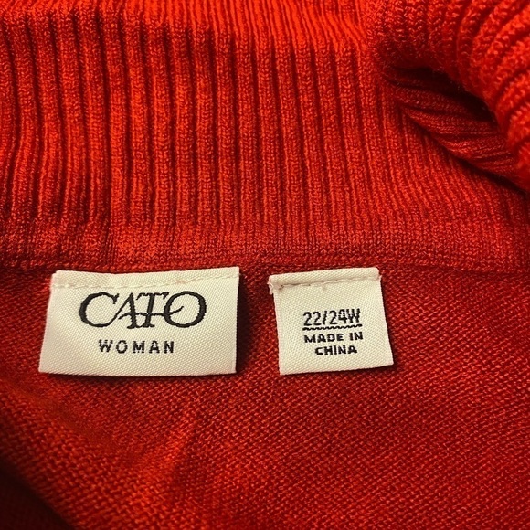 Women’s Cato plus size 22/24 red 3/4 sleeve sweater w/ fringe Christmas party - Picture 4 of 8